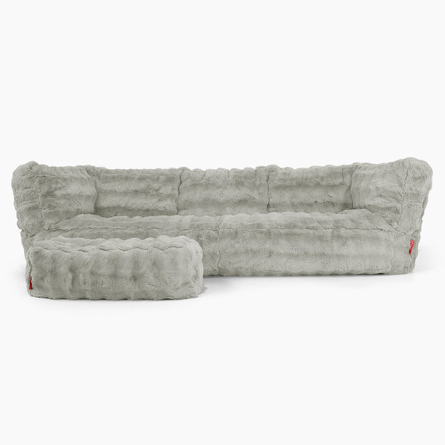 Albert 3-sits Saccosäcksoffa - Fuskpäls Bubble Salviagrön 02