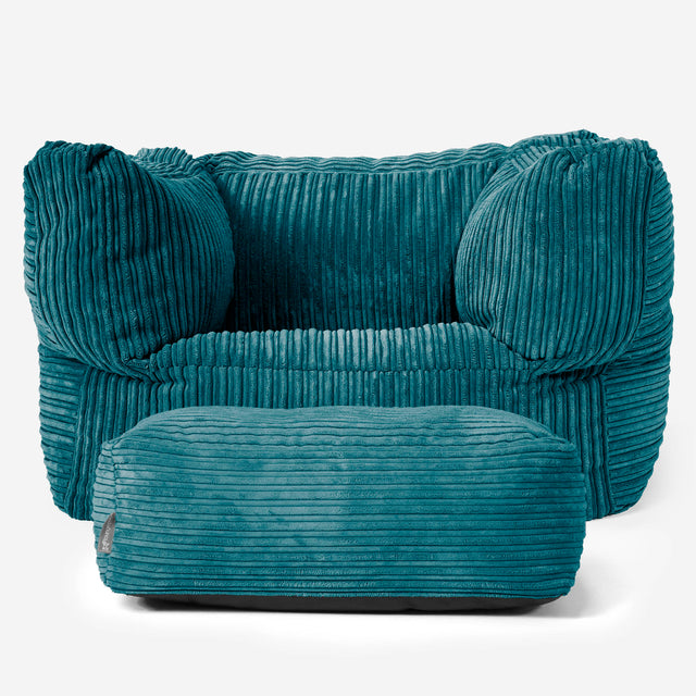 Albert Sittsäck Fåtölj - Klassisk Manchestertyg Teal 02