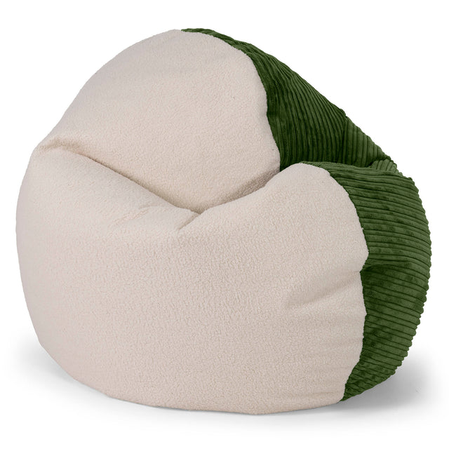 Flexforma Saccosäcksstol för Barn för Småbarn 1-3 år  - Boucle & Manchestertyg Skogsgrön 01