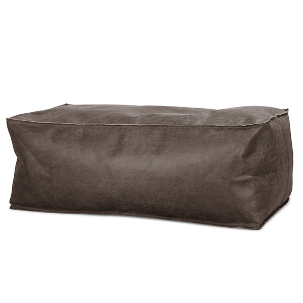 Fotpall Sittpuff Stor - Vintage Konstläder Naturskiffer 01