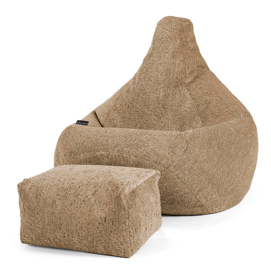 Game Fåtölj Saccosäck - Lyxig Chenille Minkbrun 01
