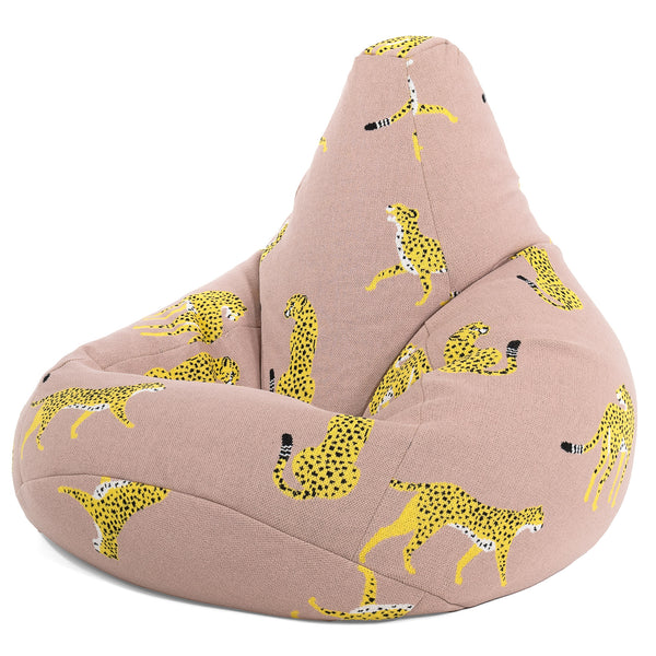 Game Fåtölj Saccosäck - Stickad Gepard Rosa 01