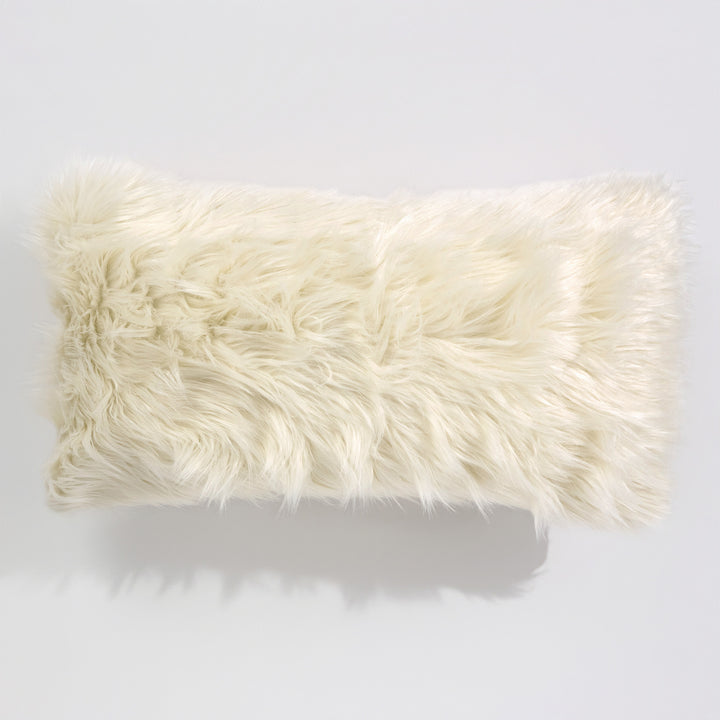 Jätte Kuddfodral 40 x 70cm - Mongoliskt Fuskpäls Gräddvit 01