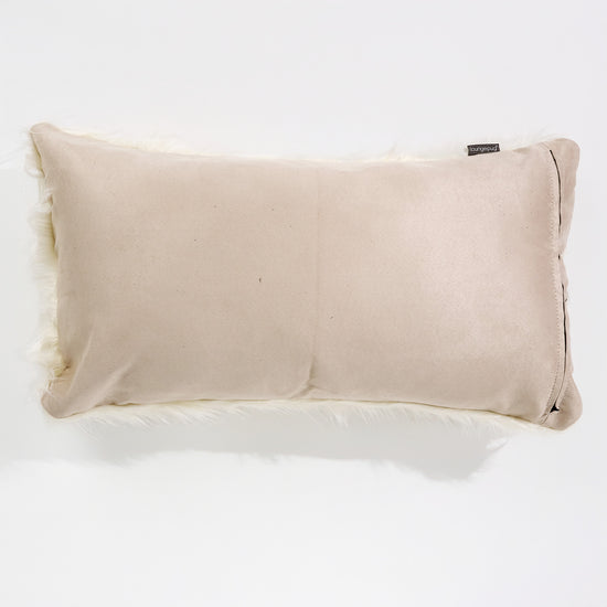 Jätte Kuddfodral 40 x 70cm - Mongoliskt Fuskpäls Gräddvit 02
