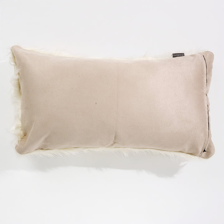 Jätte Kuddfodral 40 x 70cm - Mongoliskt Fuskpäls Gräddvit 02