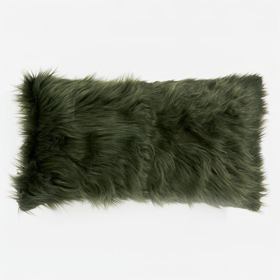 Jätte Kuddfodral 40 x 70cm - Mongoliskt Fuskpäls Salviagrön 01
