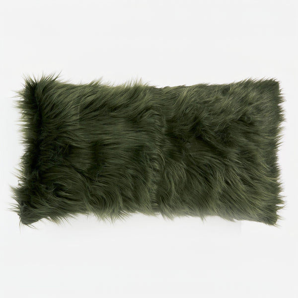 Jätte Kuddfodral 40 x 70cm - Mongoliskt Fuskpäls Salviagrön 01