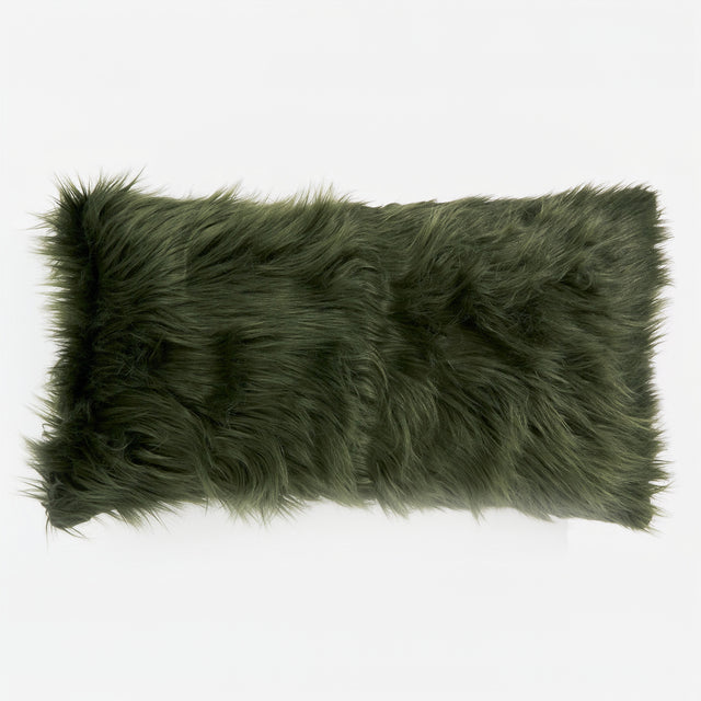 Jätte Kuddfodral 40 x 70cm - Mongoliskt Fuskpäls Salviagrön 01