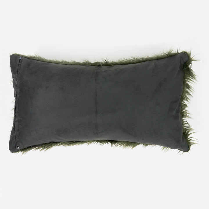 Jätte Kuddfodral 40 x 70cm - Mongoliskt Fuskpäls Salviagrön 02
