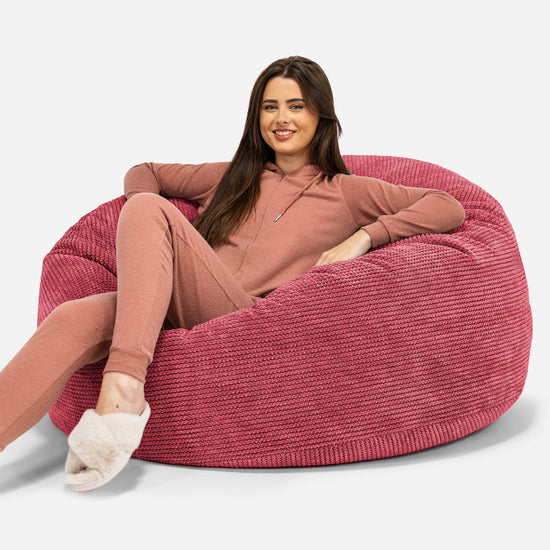 Jätte Saccosäck Soffa 'Mammut' - Pom-pom Pastellröd 01