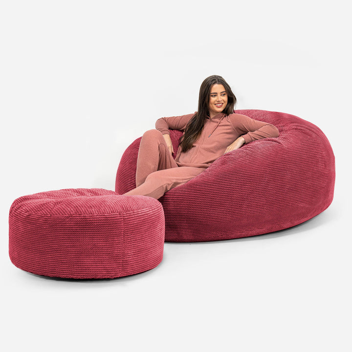 Jätte Saccosäck XXL 'Mega Mammut' - Pom-pom Pastellröd 02