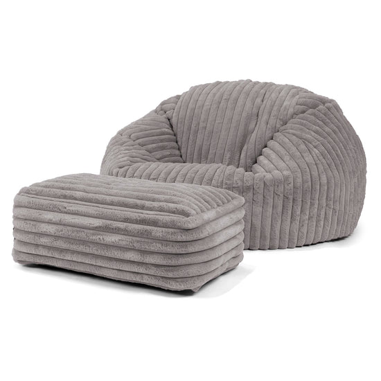 Klassisk Saccosäck Soffa - Ultraplyschmanchestertyg Grå 02
