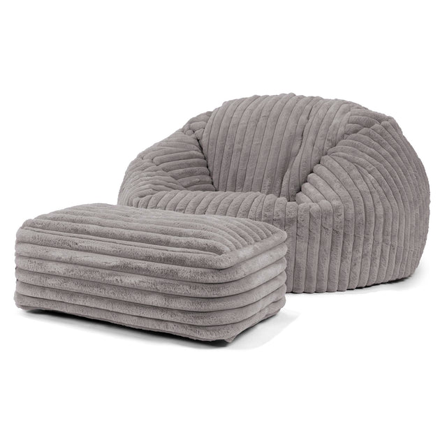 Klassisk Saccosäck Soffa - Ultraplyschmanchestertyg Grå 02
