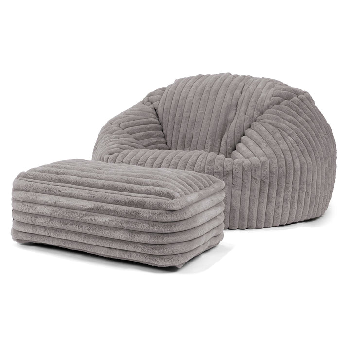 Klassisk Saccosäck Soffa - Ultraplyschmanchestertyg Grå 02