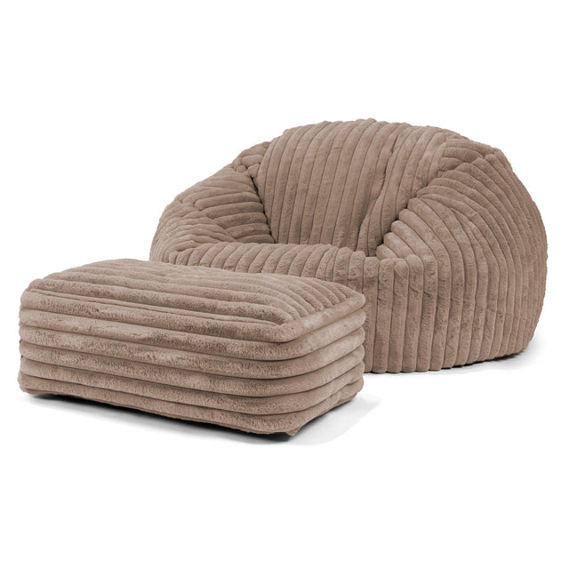Klassisk Saccosäck Soffa - Ultraplyschmanchestertyg Minkbrun 02
