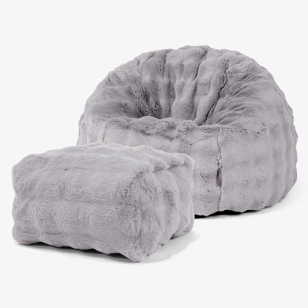Klassisk Sittsäck Stol - Fuskpäls Bubble Grå 01