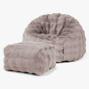 Klassisk Sittsäck Stol - Fuskpäls Bubble Minkbrun