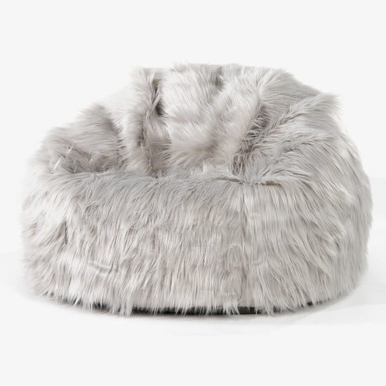 Klassisk Sittsäck Stol - Mongoliskt Fuskpäls Grey 01