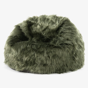 Klassisk Sittsäck Stol - Mongoliskt Fuskpäls Sage Green