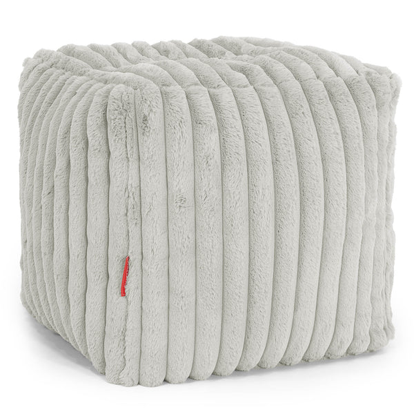 Kubisk Fotpall Puff - Ultraplyschmanchestertyg Salviagrön 01