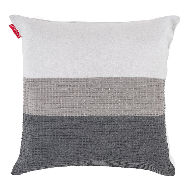 Kuddfodral XL 70 x 70cm - Stickad Färgblock Grå 01
