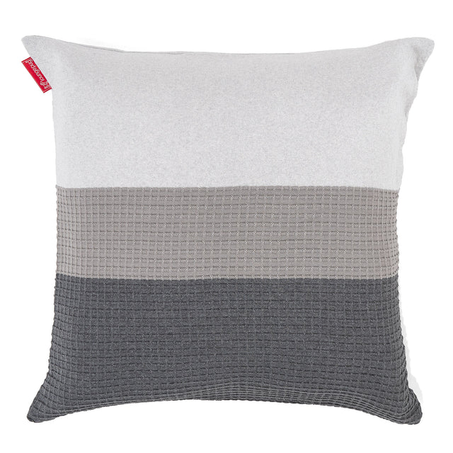 Kuddfodral XL 70 x 70cm - Stickad Färgblock Grå 01