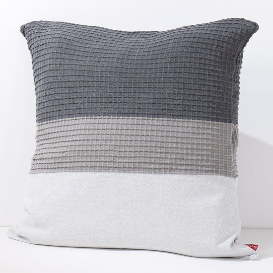 Kuddfodral XL 70 x 70cm - Stickad Färgblock Grå 02