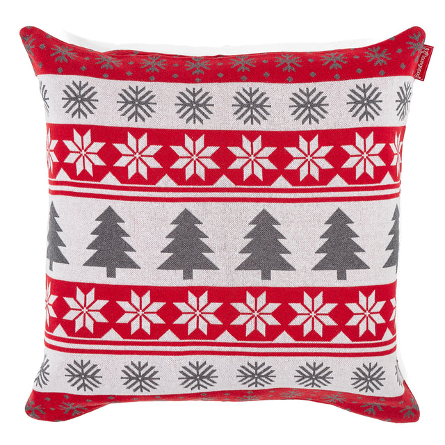 Kuddfodral XL 70 x 70cm - Stickad Jul Fairisle Röd 01