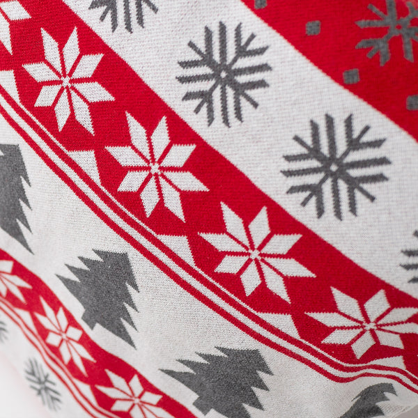 Kuddfodral XL 70 x 70cm - Stickad Jul Fairisle Röd Fabric Close-up Image