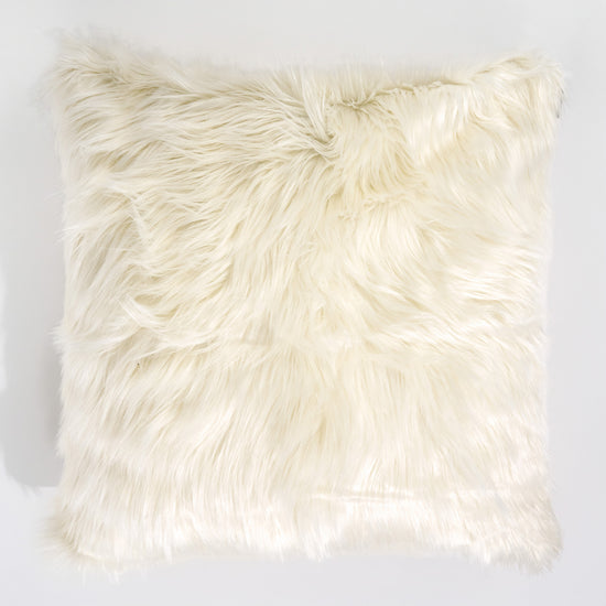 Kuddfodral XL 70 x 70cm - Mongoliskt Fuskpäls Gräddvit 01