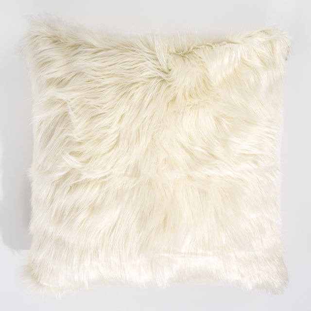 Kuddfodral XL 70 x 70cm - Mongoliskt Fuskpäls Gräddvit 01