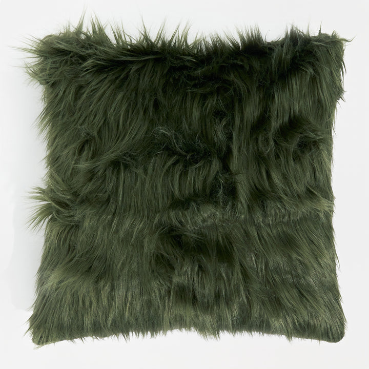 Kuddfodral XL 70 x 70cm - Mongoliskt Fuskpäls Salviagrön 01