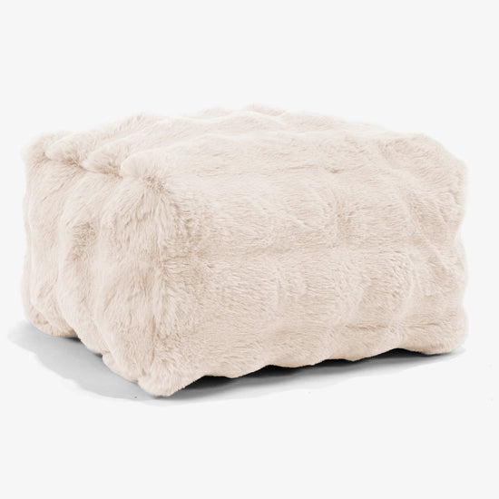 Liten Fotpall - Fuskpäls Bubble Gräddvit 01