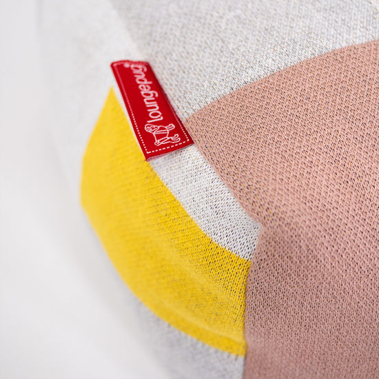 Liten Fotpall - Stickad Färgblock Grå 02