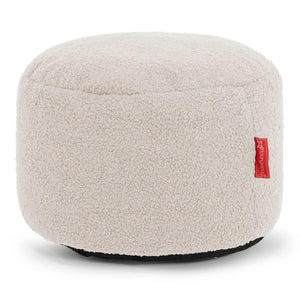 Liten Rund Fotpall - Boucle Elfenbensvit
