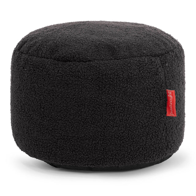Liten Rund Fotpall - Boucle Grafitgrå 01