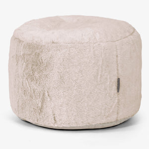 Liten Rund Fotpall - Fuskkaninpäls Gyllenbrun