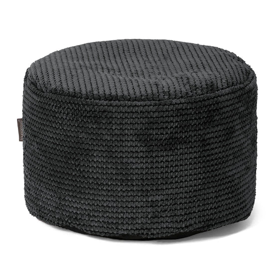 Liten Rund Fotpall - Pom-pom Svart01