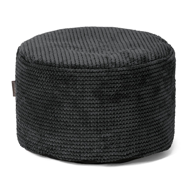 Liten Rund Fotpall - Pom-pom Svart01