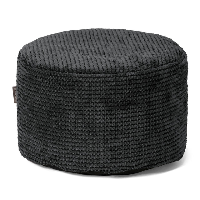 Liten Rund Fotpall - Pom-pom Svart01