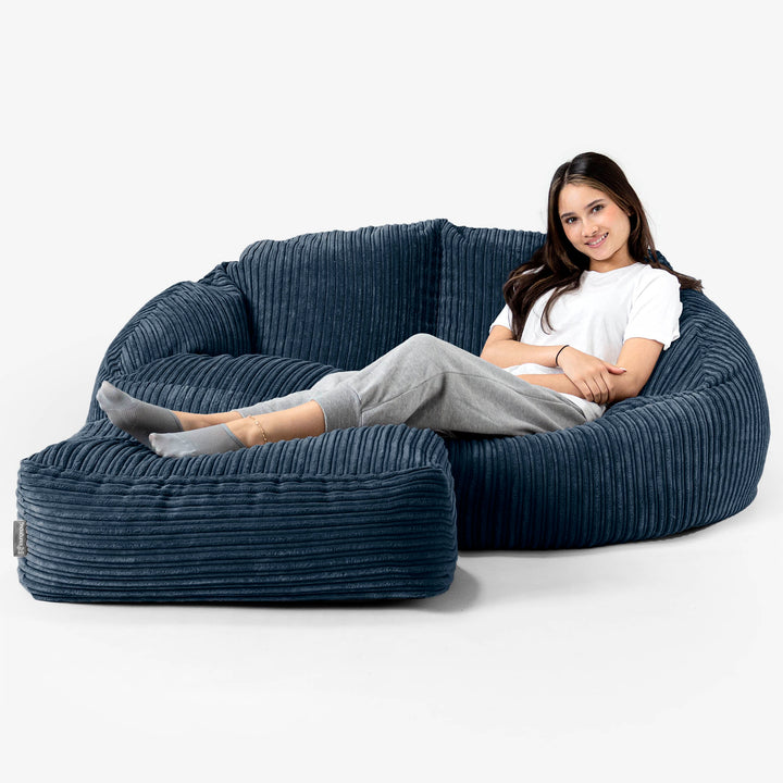 Saccosäck Soffa Bubble - Klassisk Manchestertyg Marinblå 03