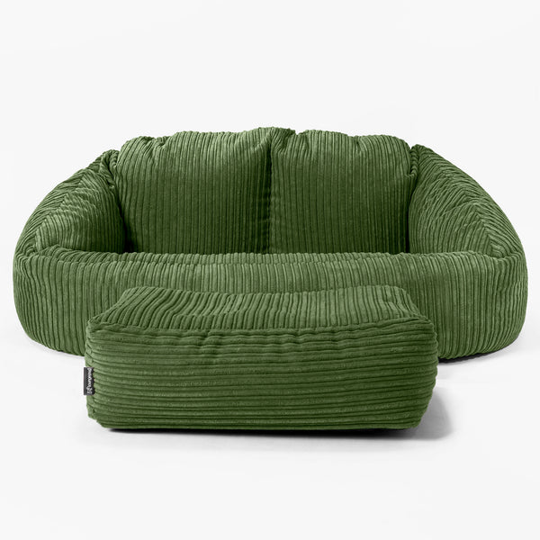 Saccosäck Soffa Bubble - Klassisk Manchestertyg Skogsgrön 01