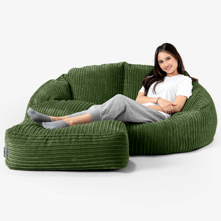 Saccosäck Soffa Bubble - Klassisk Manchestertyg Skogsgrön 03
