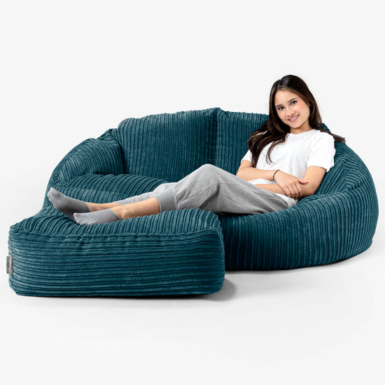 Saccosäck Soffa Bubble - Klassisk Manchestertyg Teal 03