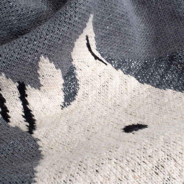 Pläd / Filt Barn - Stickad Solo Enhörning Fabric Close-up Image