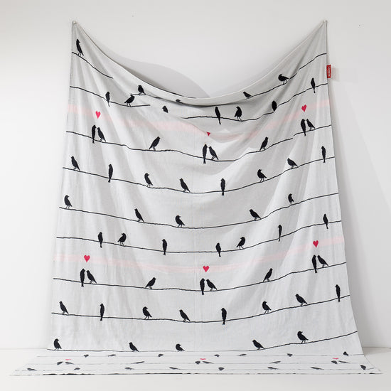 Pläd / Filt - Stickad Bird 02