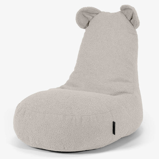 Saccosäck Barn med Djurmotiv Björn 2-6 år - Boucle Elfenbensvit 01