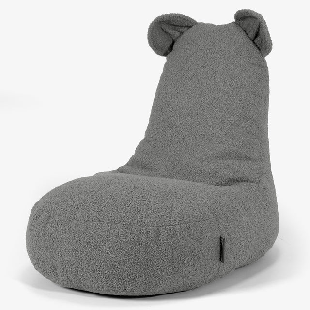 Saccosäck Barn med Djurmotiv Björn 2-6 år - Boucle Grå 01
