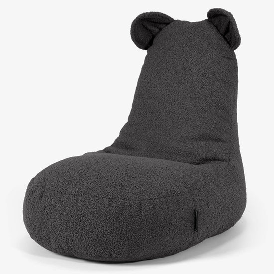 Saccosäck Barn med Djurmotiv Björn 2-6 år - Boucle Grafitgrå 01