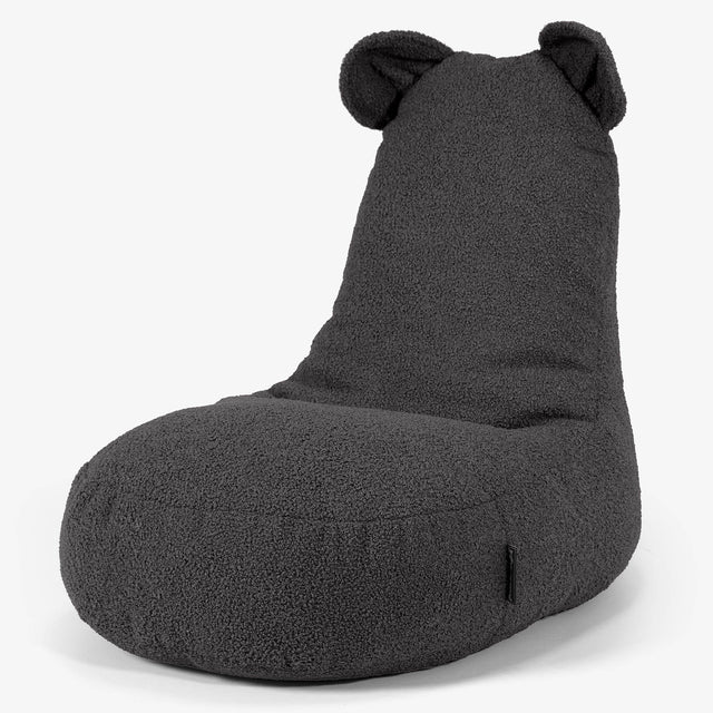 Saccosäck Barn med Djurmotiv Björn 2-6 år - Boucle Grafitgrå 01